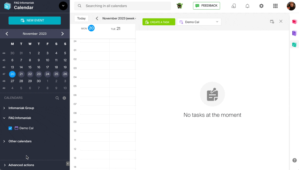 🚀 Create a task in the Infomaniak task manager Infomaniak