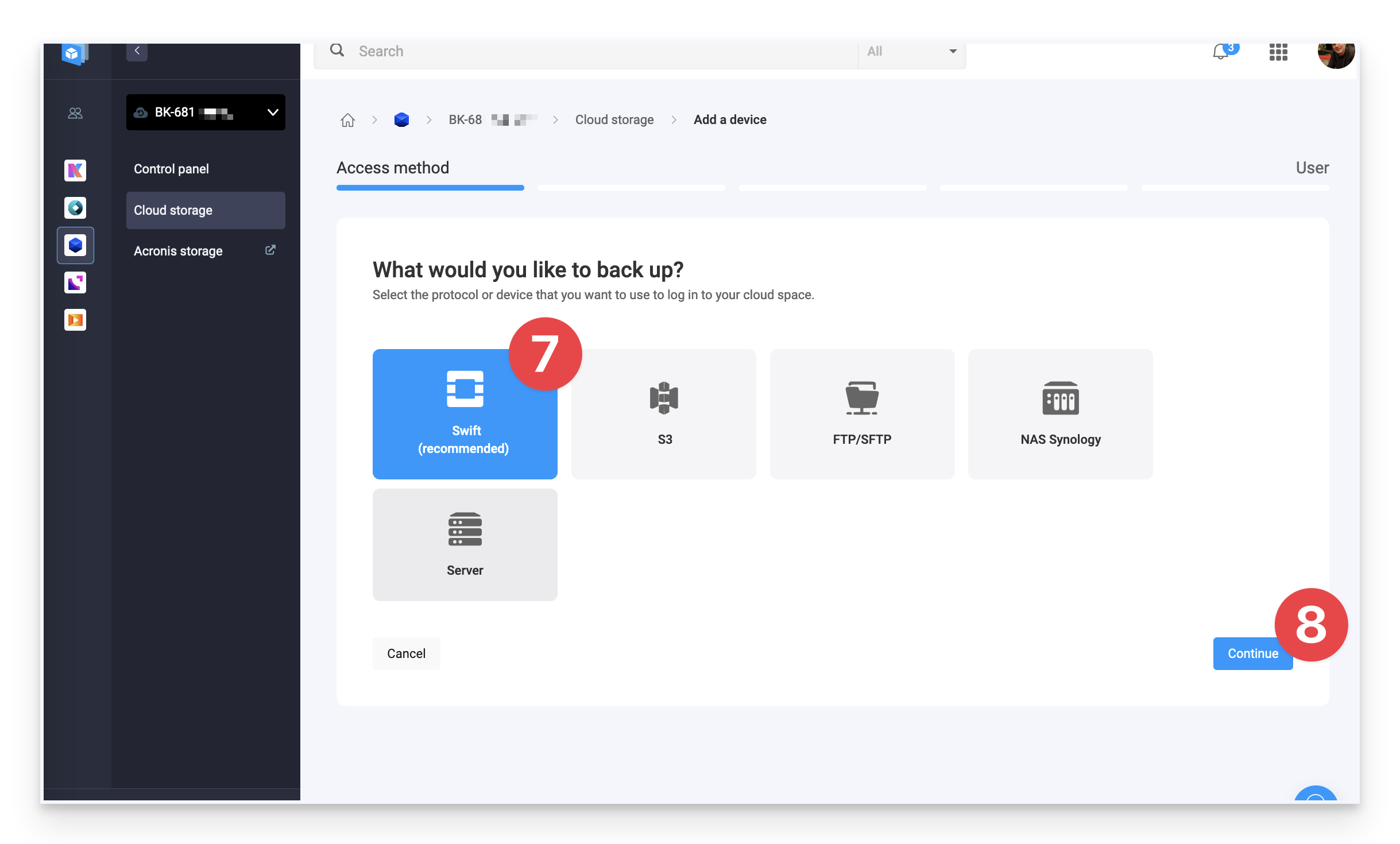 🚀 Create a Swift location on Swiss Backup - Infomaniak
